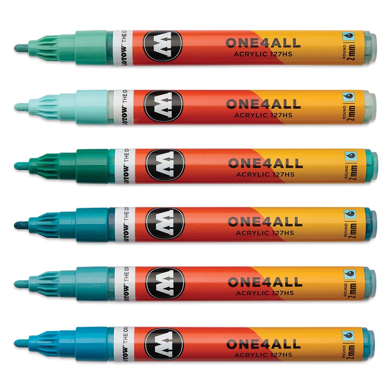 Molotow One4All Acrylic Markers - Set of 6, Tropical Colors, 2 mm